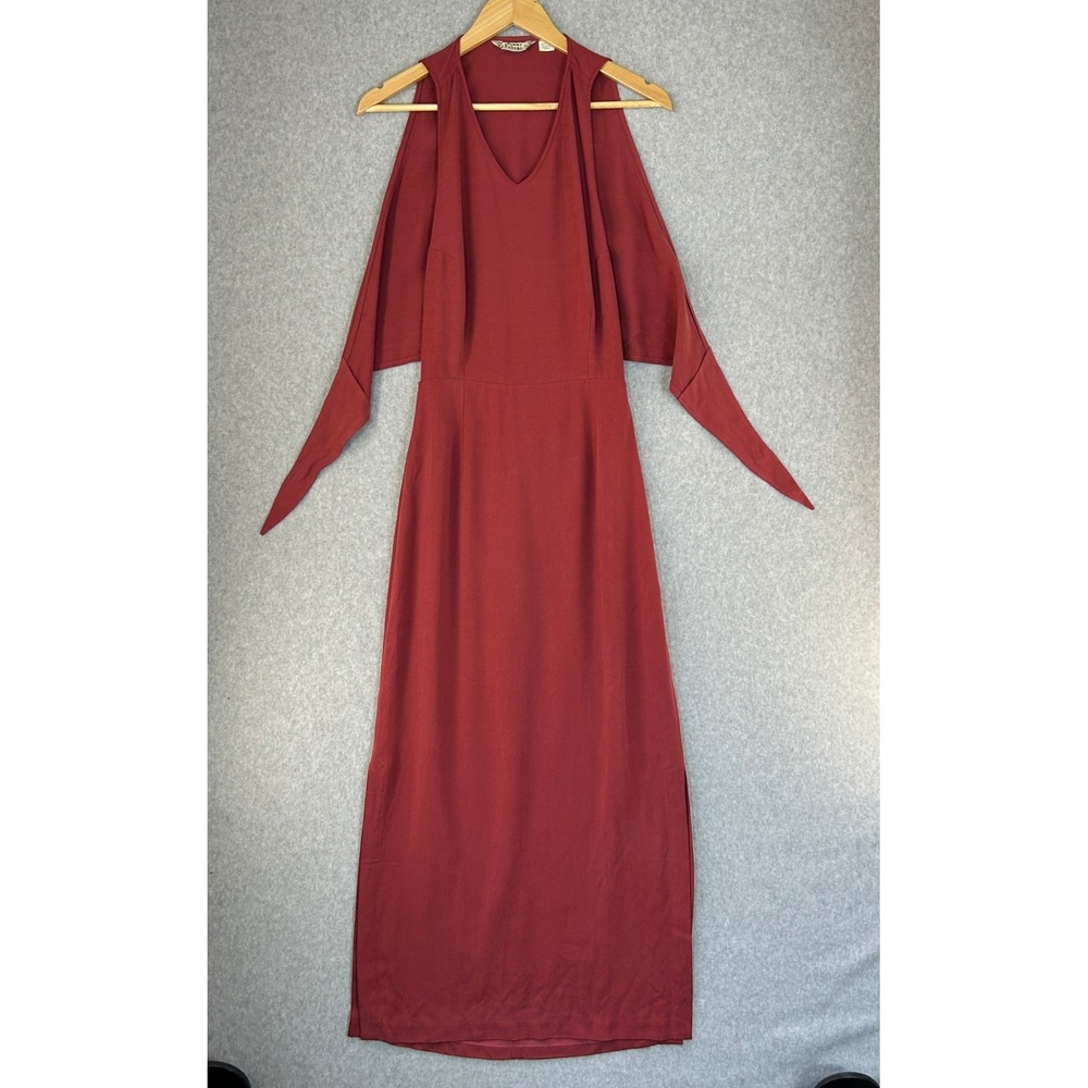Tommy Bahama Womens Size 2 Red 100% Silk Wrap Tie Front Sleeveless Maxi Dress - Picture 3 of 16